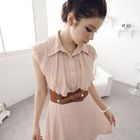 D.P-Shop - Cape-Shoulder Chiffon Dress