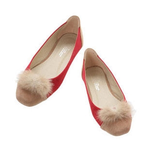 Furry-Front Faux Suede Flats