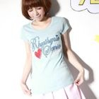 ZOO - Short-Sleeve Rhinestone Printed Top