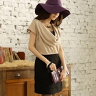 Tokyo Fashion - Draped-Front Two-Tone Dress