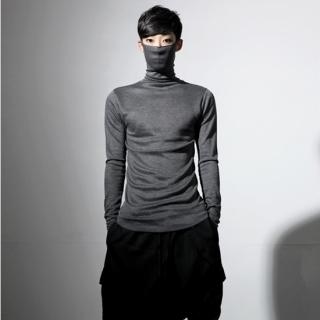 Mesh-Overlay Hooded Pullover