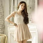 Tokyo Fashion - Lace-Panel Pleated Dress