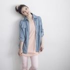 D.P-Shop - Lace-Back Denim Blouse