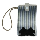 hair.mo - Cat Appliqué Striped Mobile-Phone Case with Strap hair.mo - Cat Appliqué Striped Mobile-Phone Case with Strap