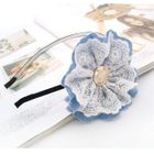Fit-to-Kill - Lace Flower  Botton Hair Band -Light  Blue
