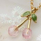Fit-to-Kill - Gloden crystal cherry Necklace -Pink