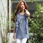 Tokyo Fashion - Ruffle-Trim Rhinestone Sleeveless Top