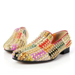 Genuine Leather Studded Loafers