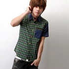 SeventyAge - Short Sleeve Denim Panel Plaid Shirt
