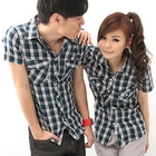 MR.PARK - Short-Sleeve Dual-Pocket Plaid Shirt