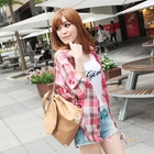 Tokyo Fashion - Drawstring-Hem Plaid Shirt