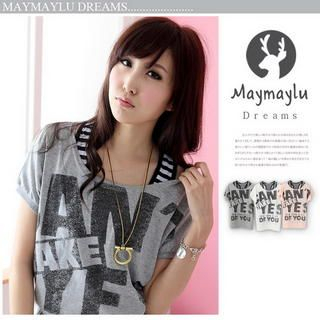 Set: Short-Sleeve Print Tee + Striped Camisole Set: Short-Sleeve Print Tee + Striped Camisole