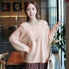 CLICK - Lace-Yoke Boatneck Knit Top