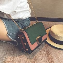 FAYLE - Color Block Studded Chain Strap Cross Bag FAYLE - Color Block Studded Chain Strap Cross Bag
