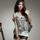 PUFFY - Floral Cut Away-Sleeve Chiffon Top