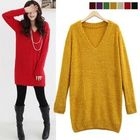 Black Queen - V-Neck Knit Sweater Dress
