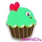 Sweet & Co. - Swarovski Crystal Gold Green Cupcake Pin