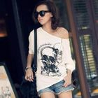 PUFFY - Zip-Front Skull Print T-Shirt
