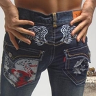 Green Banana - Embroidered Straight-Cut Jeans