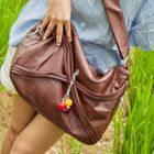 Fashion Lady - Faux-Leather Beaded Cross Bag