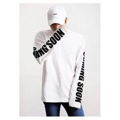 HOTBOOM - Lettering-Sleeve T-Shirt HOTBOOM - Lettering-Sleeve T-Shirt