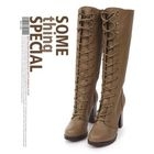 REDOPIN - Faux Leather Lace-Up Tall Boots