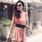 PUFFY - Set: Padded Shoulder Dress + Belt