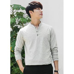 JOGUNSHOP - Band-Collar Long-Sleeve Top JOGUNSHOP - Band-Collar Long-Sleeve Top