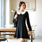 ROBEIN - Contrast Collar A-Line Dress