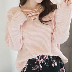 MyFiona - Lace-Up Front Knit Top MyFiona - Lace-Up Front Knit Top