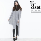 Beccgirl - Set: Knit Dress + Scarf + Leggings