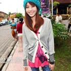 Ando Store - Contrast-Trim Knit Cardigan
