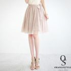 Orange Style - Bow-Side Accordion-Pleated Tulle Skirt