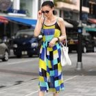SOHO Central - Color-Block Pleated Maxi Dress