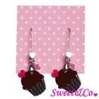 Sweet & Co. - Sweet&Co Mini Silver Chocolate Cupcake Crystal Earrings