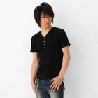 BLACK ASUKA - Short-Sleeve V-Neck Henley
