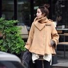 REDOPIN - Faux Leather Trim Cape Jacket