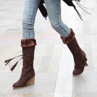 Fleece-Lined Wedge Boots