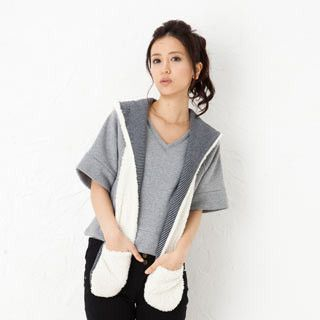 Inset Hooded Scarf Short-Sleeve Top Inset Hooded Scarf Short-Sleeve Top