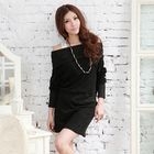 RingBear - Gathered-Waist Boatneck Dress