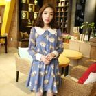 midnightCOCO - Contrast-Collar A-Line Dress
