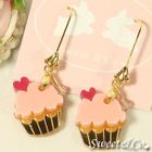 Sweet & Co. - Mini Pink Cupcake Crystal Gold Earrings