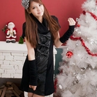 CatWorld - Set: Faux-Leather Panel Dress + Arm Warmers + Neckwarmer