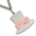 Sweet & Co. - Sweet Mirror Pink Hatter Ribbon Silver Necklace