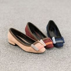 VIVIER - Contrast-Trim Faux-Suede Flats VIVIER - Contrast-Trim Faux-Suede Flats