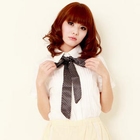ZOO - Polka Dot Tie-Neck Pintuck Blouse