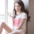 pinkycat - Bow-Appliqué Short-Sleeve T-Shirt