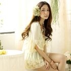 Tokyo Fashion - Gathered-Waist Lace-Panel Tunic