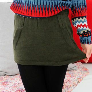 Drawstring Knit Miniskirt