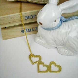 Gold Triple Hearts Necklace